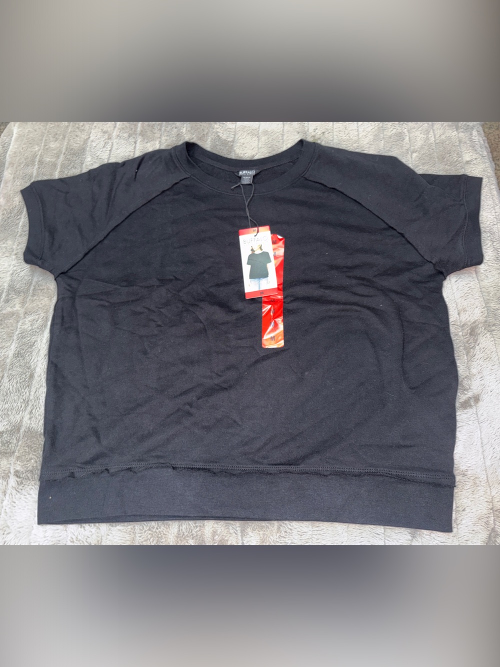 Buffalo David Bitton Black Short Sleeve Soft Terry Top
